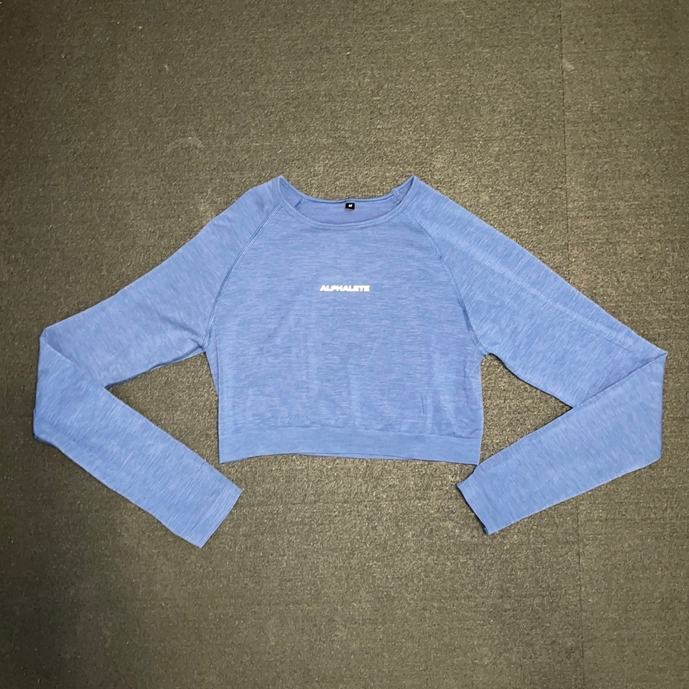 Oceania Blue Alphalete cropped long sleeve